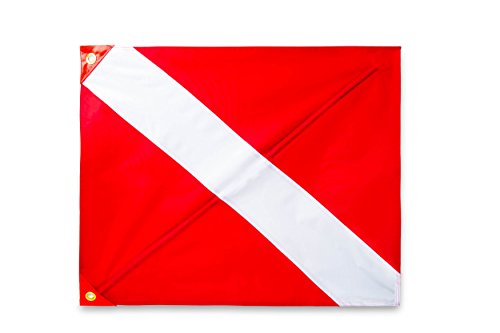 SeaGator Dive Flag for Scuba Diving Spearfishing Use with Float, Buoy, Boat, Pole Diver Down 20 x 24 in Florida Legal Removable Stiffening Pole Support Rod Easy to Use