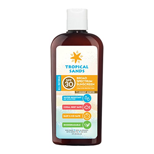 All Natural SPF 30 Sunscreen, Coconut Scent, Biodegradable, Reef Safe by Tropical Sands, Water Resistant Great for Snorkeling, 8...