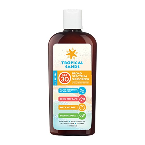 Tropical Sands Natural SPF 30 Mineral Sunscreen, Fragrance Free, 8 fl oz. - Biodegradable, Broad Spectrum Sunblock, Kid and Baby...
