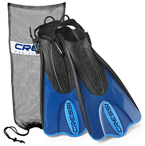 Cressi CSSPSAF-BL-ML Palau Short Snorkeling Fins with Mesh Bag, Blue, Medium/Large