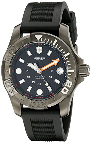 Victorinox Swiss Army Dive Black Dial SS Rubber Quartz Men's Watch 241555