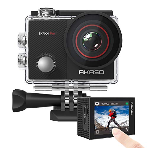 AKASO EK7000 Pro 4K Action Camera with Touch Screen EIS Adjustable View Angle Web Camera 40m Waterproof Camera Remote Control Sports Camera with Helmet Accessories Kit