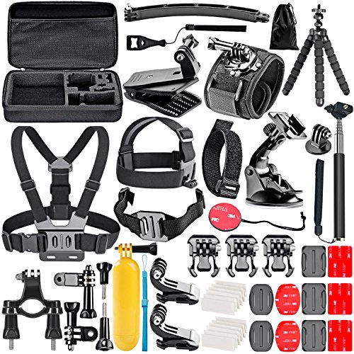 Neewer 50-In-1 Action Camera Accessory Kit Compatible with GoPro Hero 8 Max 7 6 5 4 Black GoPro 2018 Session Fusion Silver White Insta360 DJI AKASO APEMAN Campark SJCAM Action Camera etc